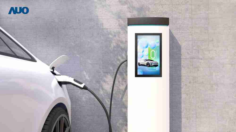 友達〝EVSE車用充電樁解決方案〞專為電動汽車充電樁設計，，，具有高亮度、、、、克服戶外艱難環境的耐溫、、、、耐紫外線等特性，，並搭載散熱性及擴充性強的高效能工業電腦，，，，可實現人機互動訴求，，如資訊顯示、、、、支付等應用